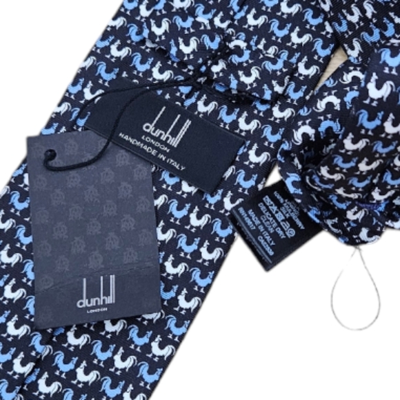 🆕DUNHILL Current Blue Rooster Silk LUXURY Tie ITALY - Picture 2 of 3